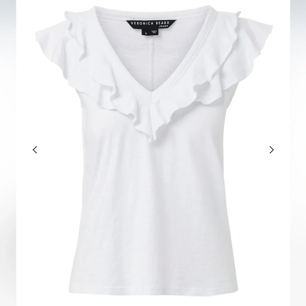 NWT VERONICA BEARD JEANS Ellerie Top - Size Large White - Picture 5 of 6